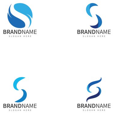 S harfi logosu mavi logo şablon vektör resimleme simgesi kümesi