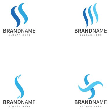 S harfi logosu mavi logo şablon vektör resimleme simgesi kümesi