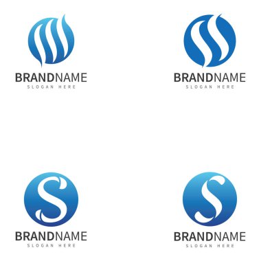 S harfi logosu mavi logo şablon vektör resimleme simgesi kümesi