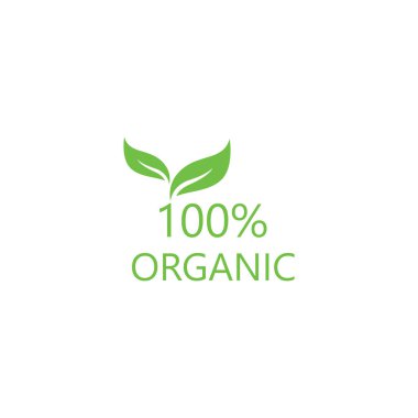 % 100 yeşil yapraklı doğal ürün etiketi% 100 25 doğal ve organik ürün vektör dairesi işareti. Sağlıklı gıda amblemi. organik gıda rozeti