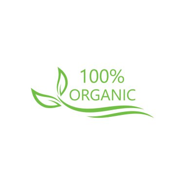 % 100 yeşil yapraklı doğal ürün etiketi% 100 25 doğal ve organik ürün vektör dairesi işareti. Sağlıklı gıda amblemi. organik gıda rozeti