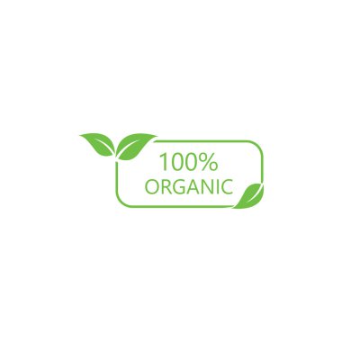 % 100 yeşil yapraklı doğal ürün etiketi% 100 25 doğal ve organik ürün vektör dairesi işareti. Sağlıklı gıda amblemi. organik gıda rozeti