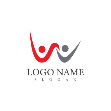 W harfi insan karakter logo şablonu