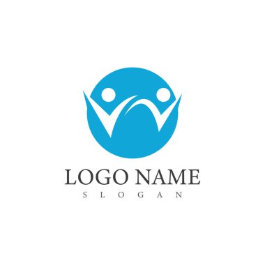 W harfi insan karakter logo şablonu