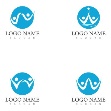 W harfi insan karakter logo şablonu