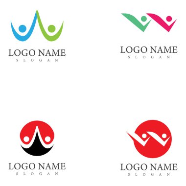 W harfi insan karakter logo şablonu