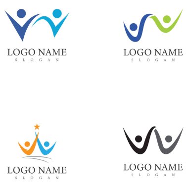 W harfi insan karakter logo şablonu