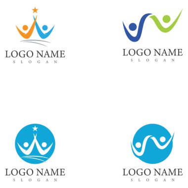 W harfi insan karakter logo şablonu