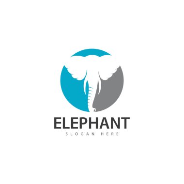 Fil logo vektör simgesi. Hayvanat bahçesi fil sembolü basit baş simgesi Afrika logosu