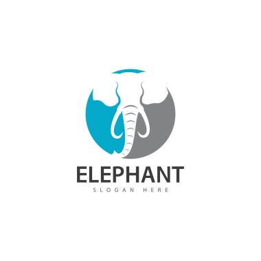 Fil logo vektör simgesi. Hayvanat bahçesi fil sembolü basit baş simgesi Afrika logosu