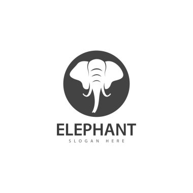 Fil logo vektör simgesi. Hayvanat bahçesi fil sembolü basit baş simgesi Afrika logosu
