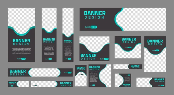 Set Creative Web Banners Standard Size Place Photos Business Banner — Stock Vector