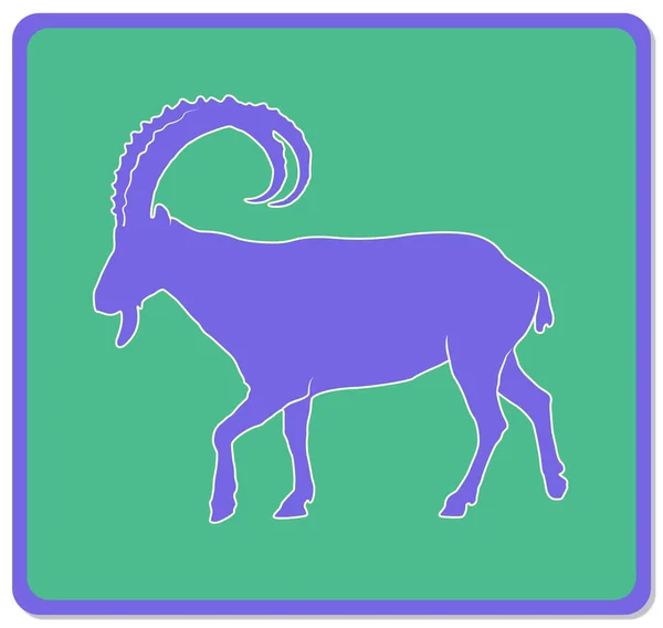 Bergziege Umrisszeichnung Emblem Abzeichen Logo — Stockvektor
