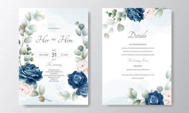 Çiçekli düğün davetiyesi.