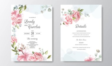 beautiful floral wreath wedding invitation card template clipart