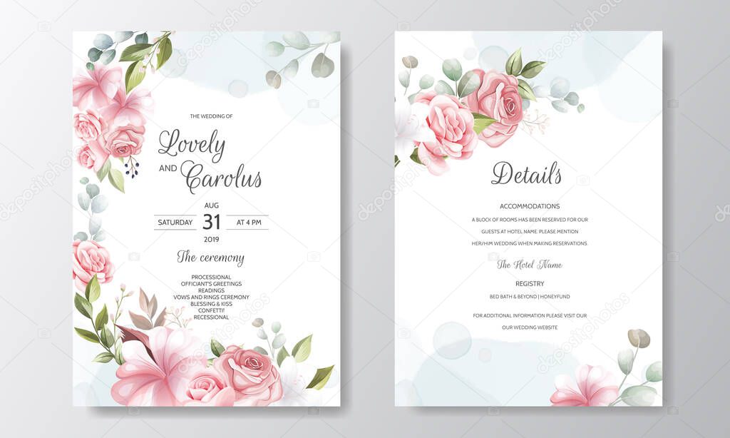 beautiful floral wreath wedding invitation card template