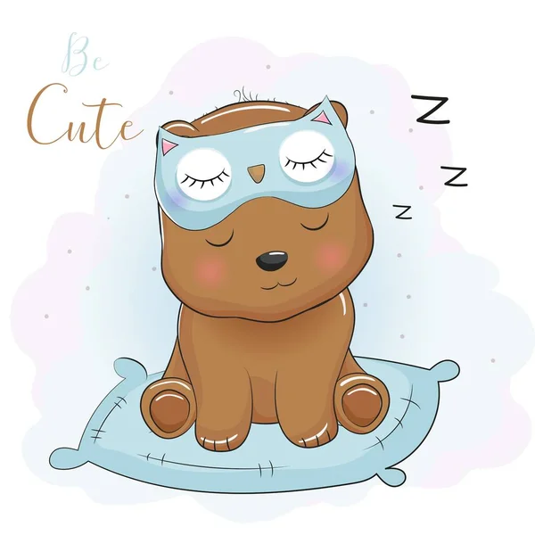 可爱的卡通熊 戴着眼罩睡觉 — 图库矢量图片