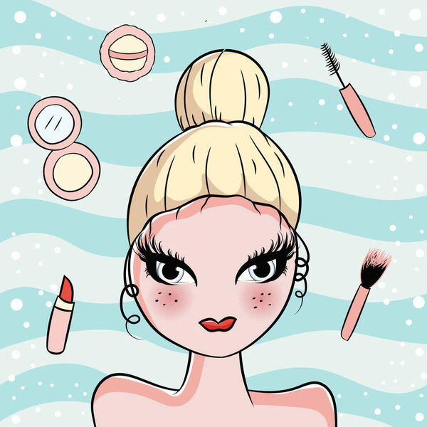 cute blonde girl with makeup background