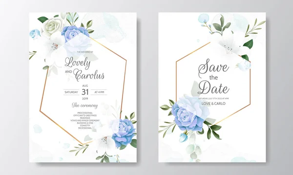 Belle Couronne Florale Modèle Carte Invitation Mariage — Image vectorielle