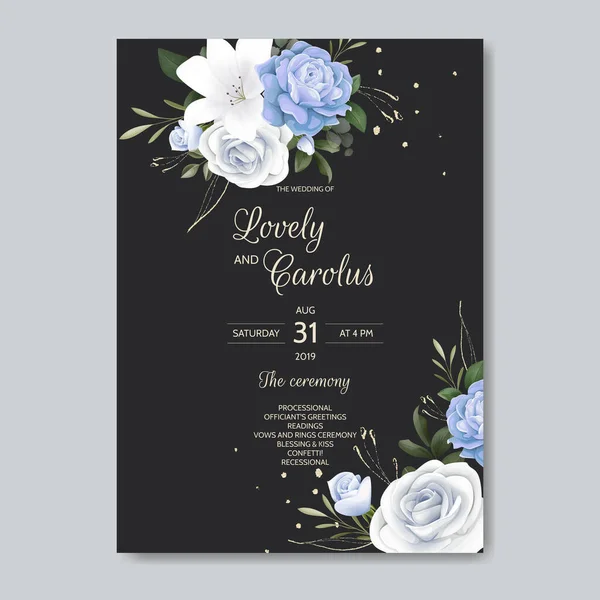 Красивий Квітковий Вінок Шаблон Запрошення Весілля — стоковий вектор