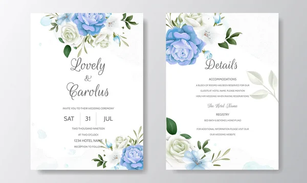 Schöne Blumen Kranz Hochzeit Einladungskarte Vorlage — Stockvektor