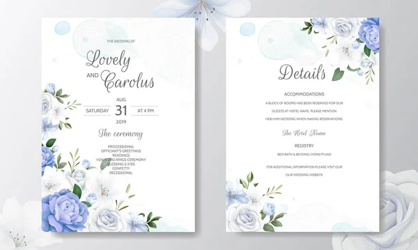 Schöne Blumen Kranz Hochzeit Einladungskarte Vorlage — Stockvektor