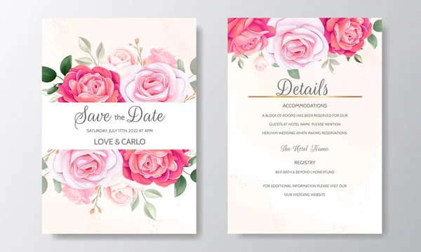Όμορφο Χέρι Που Floral Γάμο Πρόσκληση Πρότυπο Κάρτα — Διανυσματικό Αρχείο