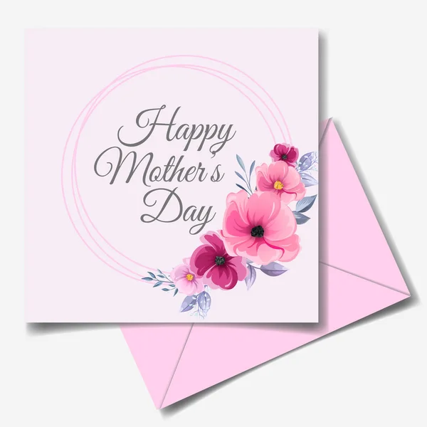 Happy Mother Day Greeting Card Design Beautiful Flower Leaves — Stock Vector