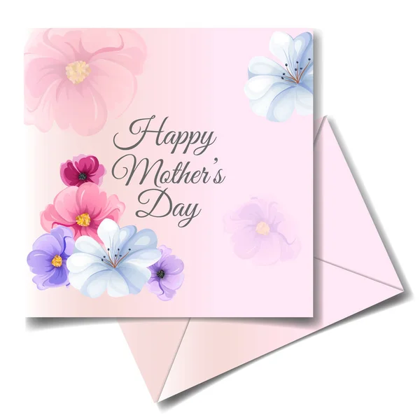 Happy Mother Day Grußkarte Design Mit Schönen Blumen Und Blättern — Stockvektor