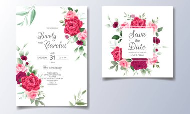 Beautiful floral wreath wedding invitation card template clipart