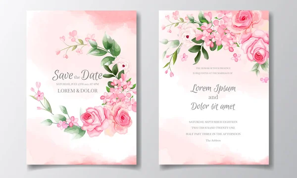 Modelo Cartão Convite Casamento Bela Grinalda Floral —  Vetores de Stock