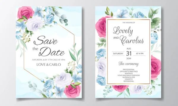 Çiçekli şık bir düğün davetiyesi.