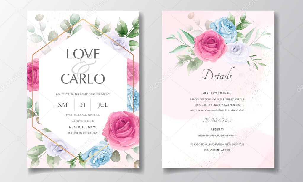 Elegant wedding invitation with floral frame