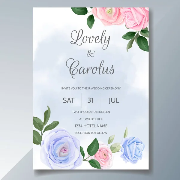 Beau Cadre Floral Modèle Carte Invitation Mariage — Image vectorielle
