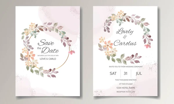 Çiçekli suluboya düğün davetiyesi.