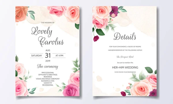 Invitation Mariage Avec Belle Élégante Fleur — Image vectorielle