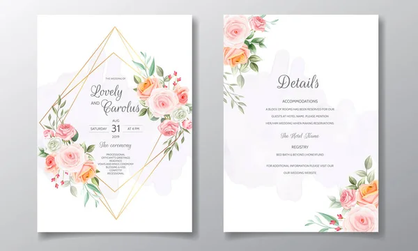 Wedding Invitation Beautiful Elegant Floral — Stock Vector