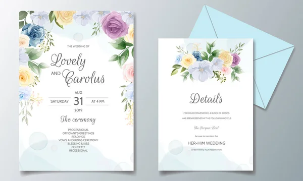 Invitation Mariage Avec Belle Élégante Fleur — Image vectorielle