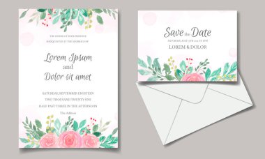 Güzel el çizimi çiçek düğün davetiyesi şablonu