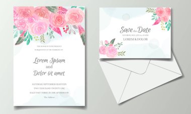 Güzel el çizimi çiçek düğün davetiyesi şablonu