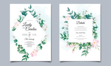 Güzel çiçek çerçeveli düğün davetiyesi şablonu