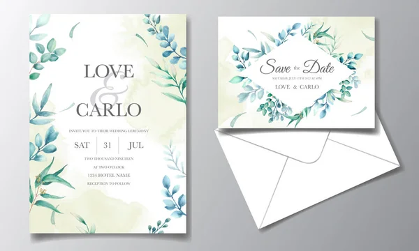 Πολυτελής Πρόσκληση Γάμου Πρότυπο Που Όμορφη Ακουαρέλα Floral — Διανυσματικό Αρχείο