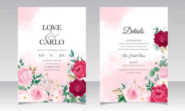Modelo Cartão Convite Casamento Linda Moldura Floral — Vetor de Stock