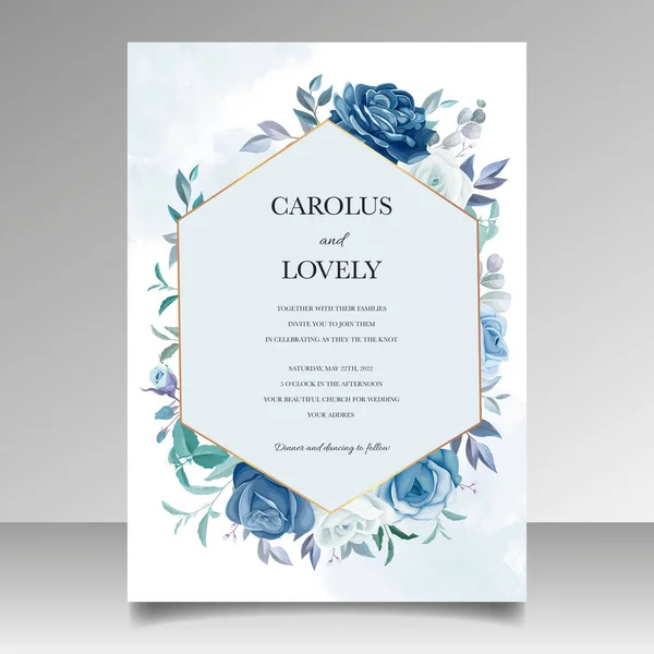 Belle Fleur Laisse Carte Invitation Mariage — Image vectorielle