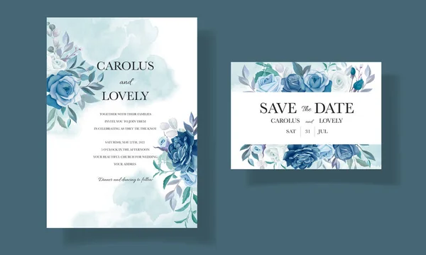 Όμορφο Λουλούδι Αφήνει Πρόσκληση Γάμου Κάρτα — Διανυσματικό Αρχείο