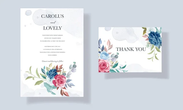 Красиве Листя Квітів Весільна Листівка Запрошення — стоковий вектор