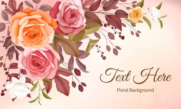 Schöne Handgezeichnete Blume Und Blätter Hintergrund — Stockvektor