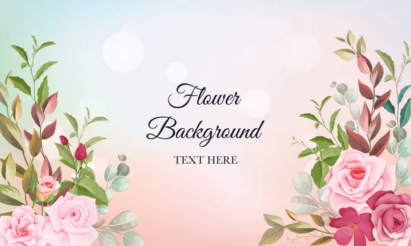 Schöne Aquarell Blume Und Blätter Hintergrund — Stockvektor
