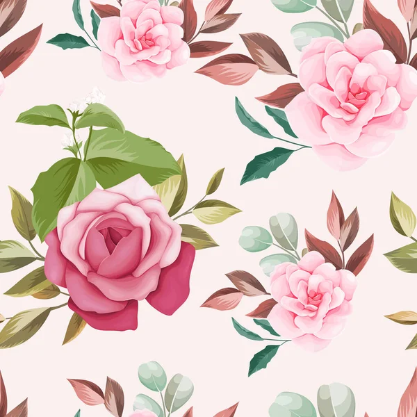 Nahtloses Muster Schönes Blüten Und Blätterdesign — Stockvektor