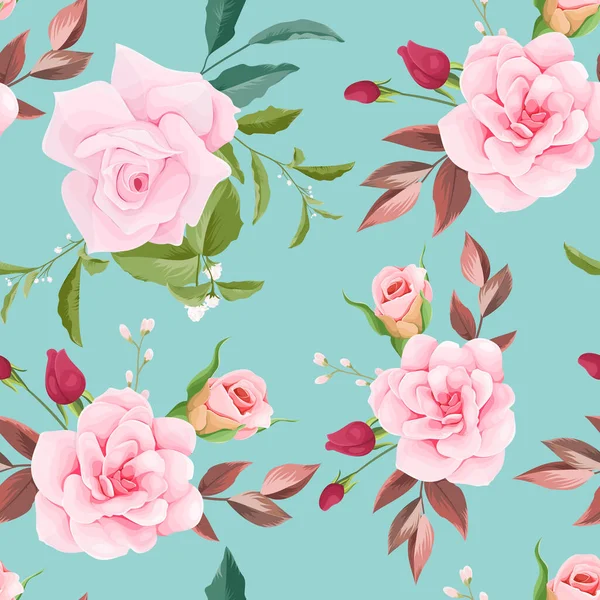 Бесшовный Узор Красивый Цветок Листья Дизайн — стоковый вектор